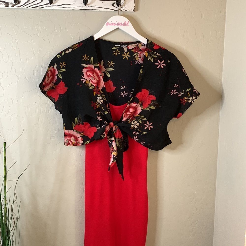Nasty gal slip dress and Shein crop top cover-up. Will separate